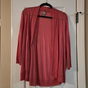 Chico's Vibrant Pink Open-Front Cardigan SZ 2 (12/14) Excellent Condition